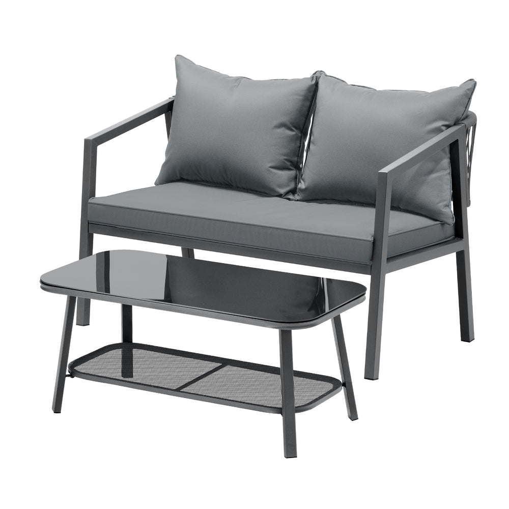 Livsip Set of 2 Outdoor Furniture Setting Garden Patio Lounge Sofa Table Chairs-Outdoor Patio Sets-PEROZ Accessories
