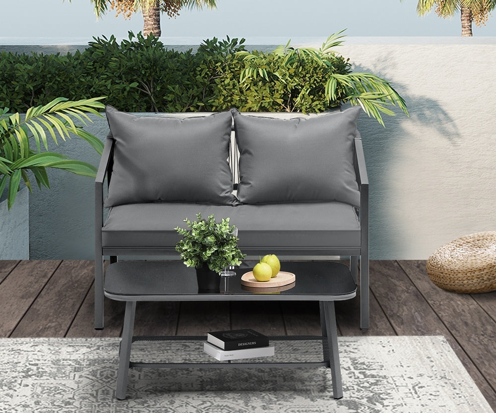 Livsip Set of 2 Outdoor Furniture Setting Garden Patio Lounge Sofa Table Chairs-Outdoor Patio Sets-PEROZ Accessories