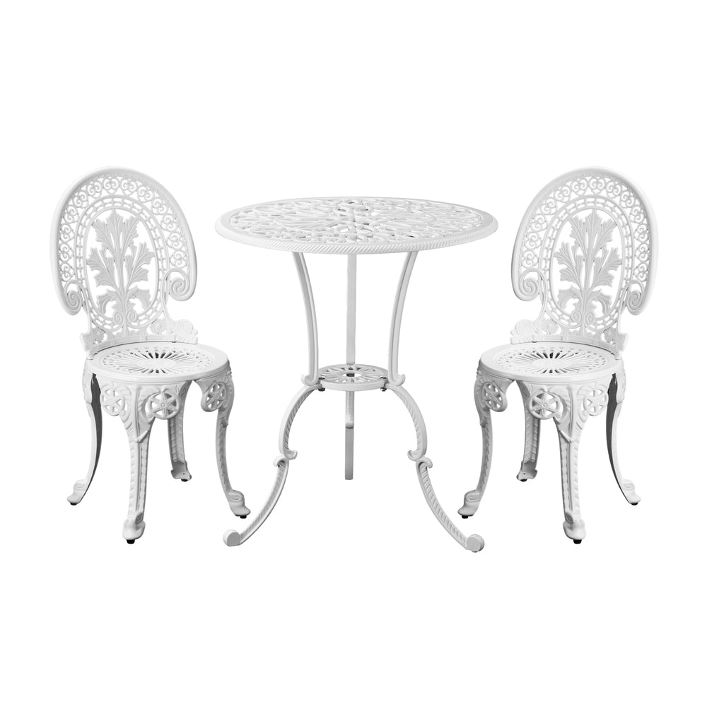 Livsip Outdoor Bistro Setting Cast Aluminium Table and Chair 3PCS Patio Set-Outdoor Patio Sets-PEROZ Accessories