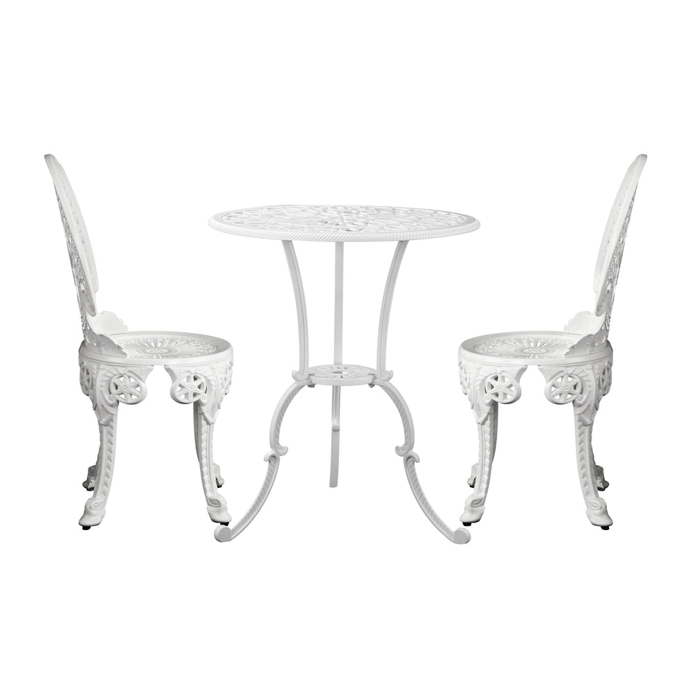 Livsip Outdoor Bistro Setting Cast Aluminium Table and Chair 3PCS Patio Set-Outdoor Patio Sets-PEROZ Accessories
