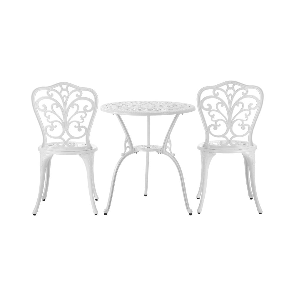 Livsip Bistro Outdoor Setting Chairs Table Patio Dining 3PCS Set Cast Aluminium-Outdoor Patio Sets-PEROZ Accessories