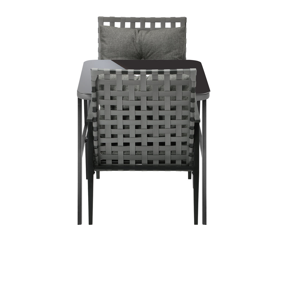 Livsip 2 Seater Outdoor Dining Set with Table Grey & Black-Outdoor Dining Set-PEROZ Accessories