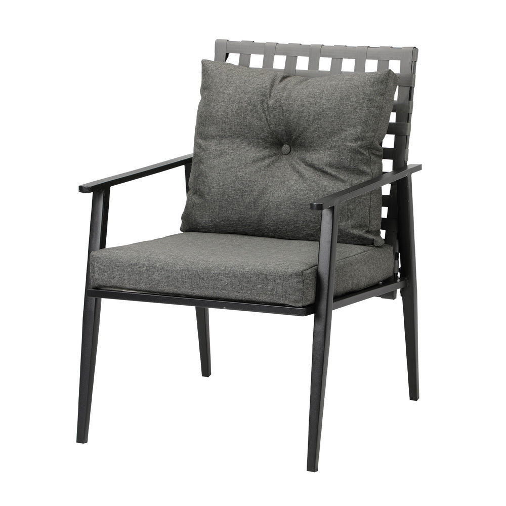 Livsip 2 Seater Outdoor Dining Set with Table Grey & Black-Outdoor Dining Set-PEROZ Accessories