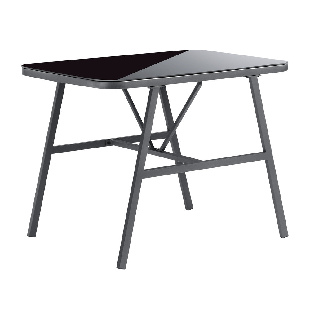 Livsip 2 Seater Outdoor Dining Set with Table Grey & Black-Outdoor Dining Set-PEROZ Accessories