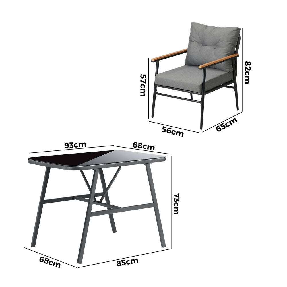 Livsip Outdoor Dining Set Patio Table and Chairs 2 Seater-Outdoor Dining Set-PEROZ Accessories