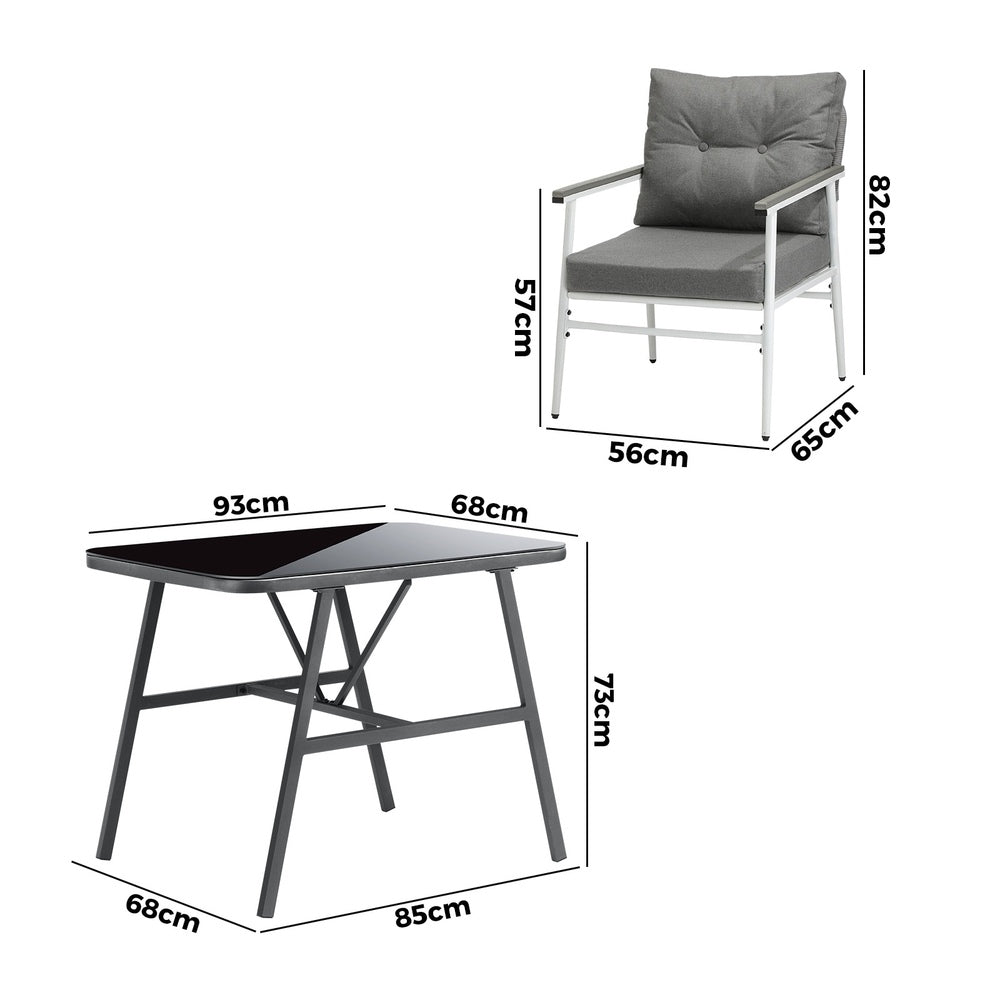 Livsip Outdoor Dining Set Patio Table and Chairs 3PCS-Outdoor Dining Set-PEROZ Accessories