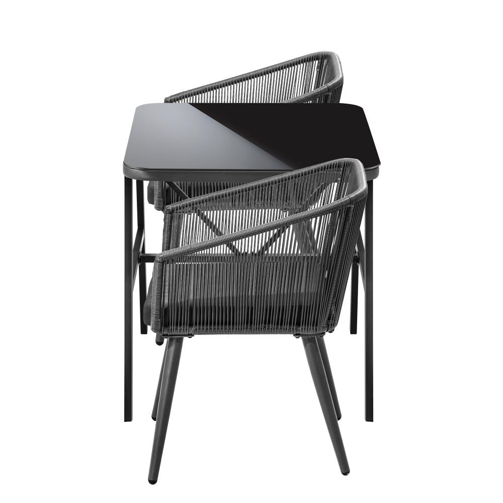 Livsip Outdoor Dining Setting 3 Piece Lounge Patio Furniture Table Chairs Set-Outdoor Patio Sets-PEROZ Accessories