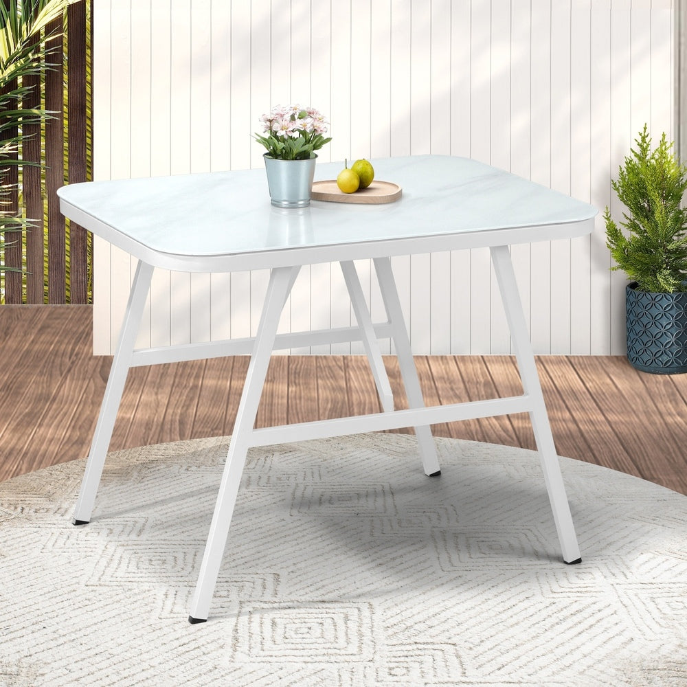 Livsip Outdoor Dining Table Patio Indoor White Marble-style-Outdoor Dining Set-PEROZ Accessories