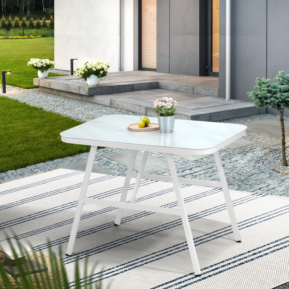 Livsip Outdoor Dining Table Patio Indoor White Marble-style-Outdoor Dining Set-PEROZ Accessories