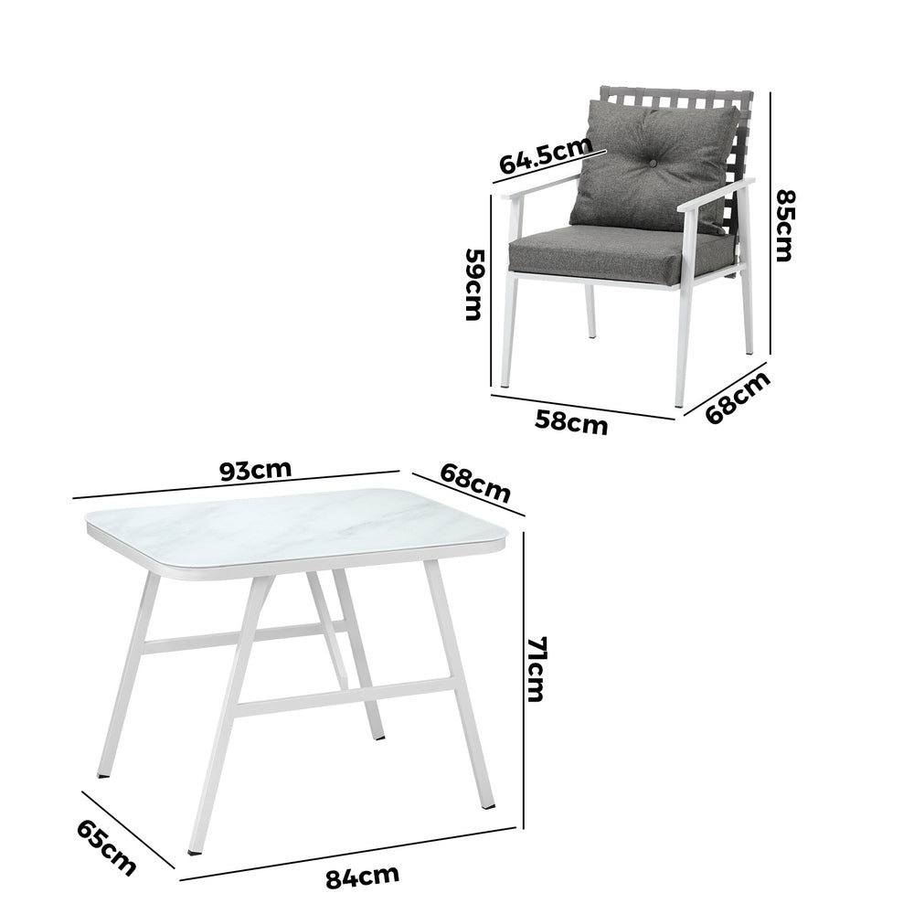 Livsip Outdoor Dining Set Rattan Chair Marble-style Table-Outdoor Dining Set-PEROZ Accessories