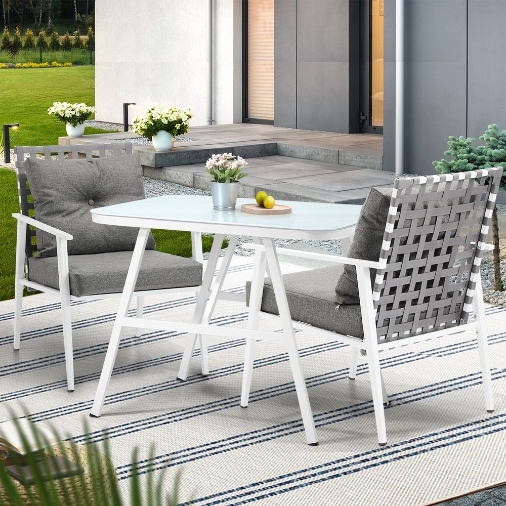 Livsip Outdoor Dining Set Rattan Chair Marble-style Table-Outdoor Dining Set-PEROZ Accessories