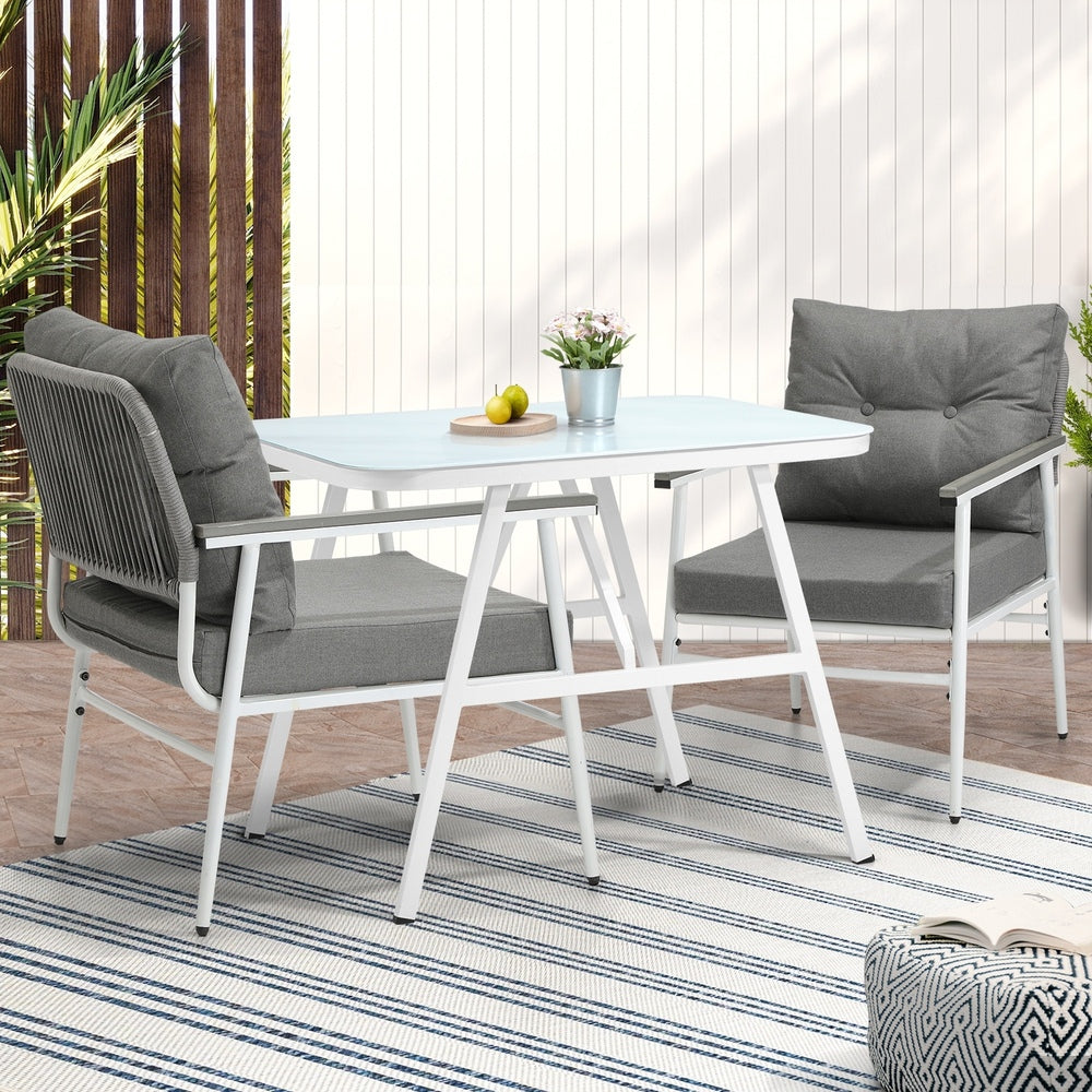 Livsip Outdoor Dining Set Marble-style Table 3 Piece-Outdoor Dining Set-PEROZ Accessories