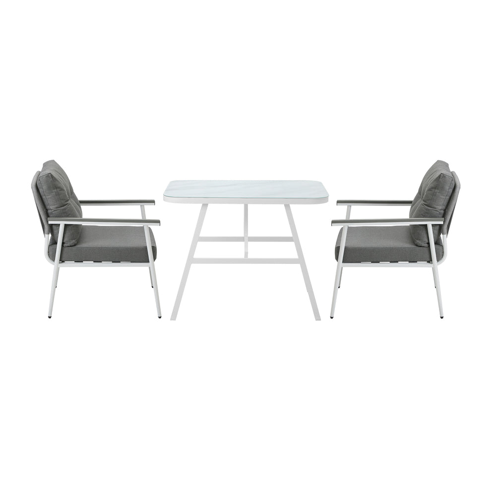 Livsip Outdoor Dining Set Marble-style Table 3 Piece-Outdoor Dining Set-PEROZ Accessories