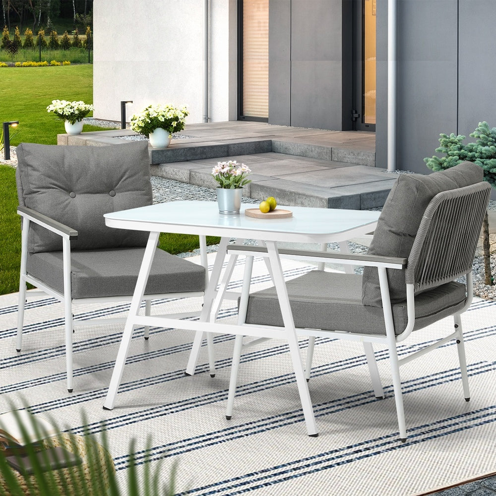 Livsip Outdoor Dining Set Marble-style Table 3 Piece-Outdoor Dining Set-PEROZ Accessories