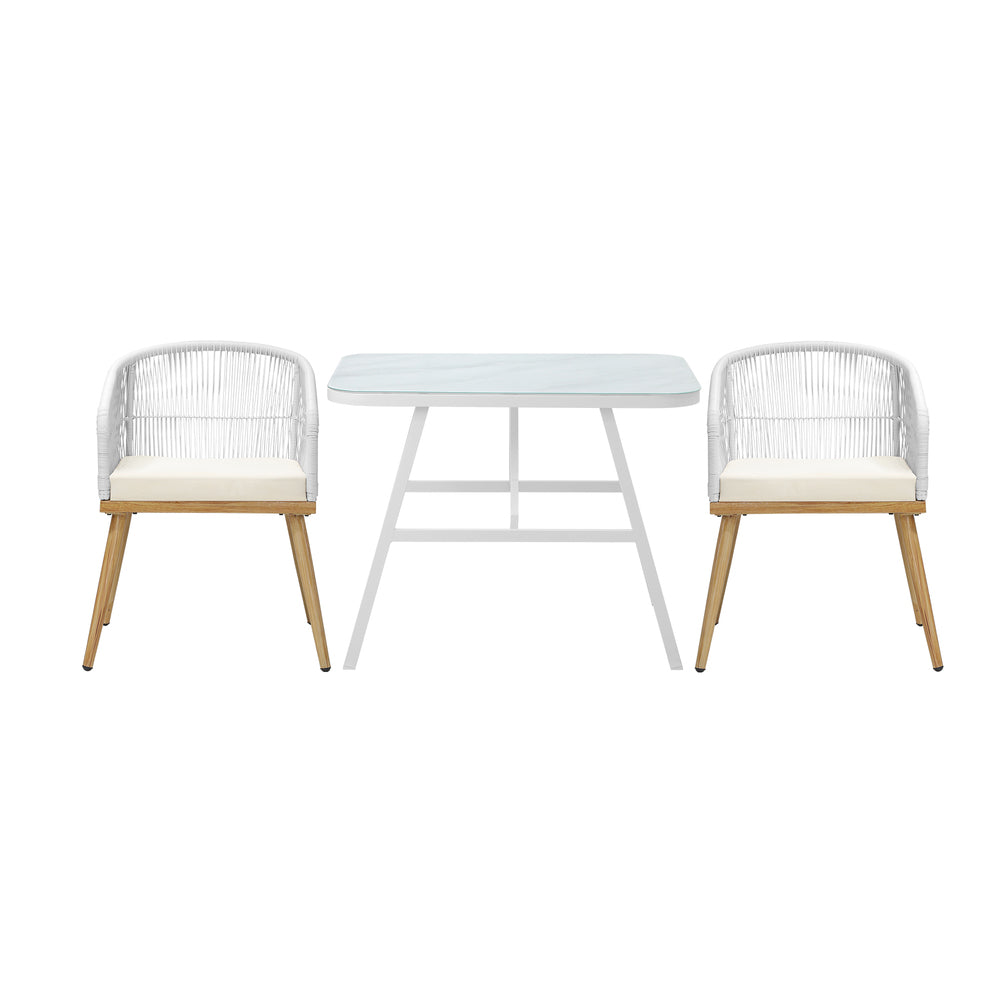 Livsip Outdoor Dining Set Patio Marble-style Table 3PCS-Outdoor Dining Set-PEROZ Accessories