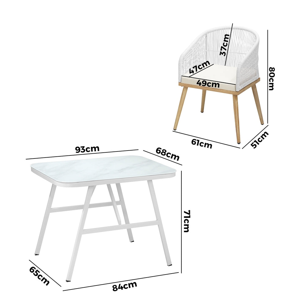 Livsip Outdoor Dining Set Patio Marble-style Table 3PCS-Outdoor Dining Set-PEROZ Accessories