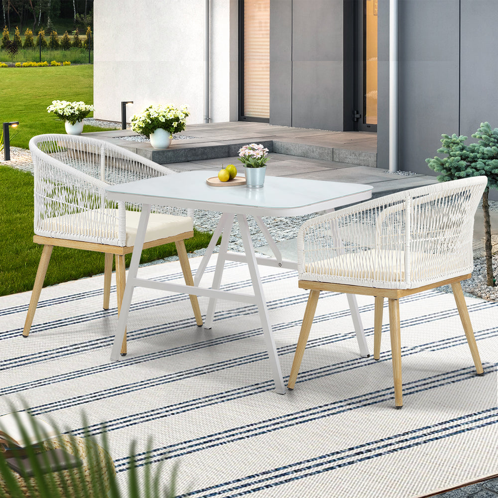 Livsip Outdoor Dining Set Patio Marble-style Table 3PCS-Outdoor Dining Set-PEROZ Accessories