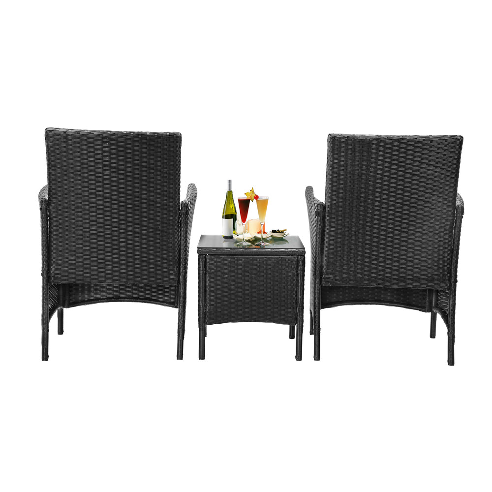 Livsip Outdoor Furniture 3 Piece Wicker Bistro Set Patio Chairs Table Garden-Outdoor Patio Set-PEROZ Accessories