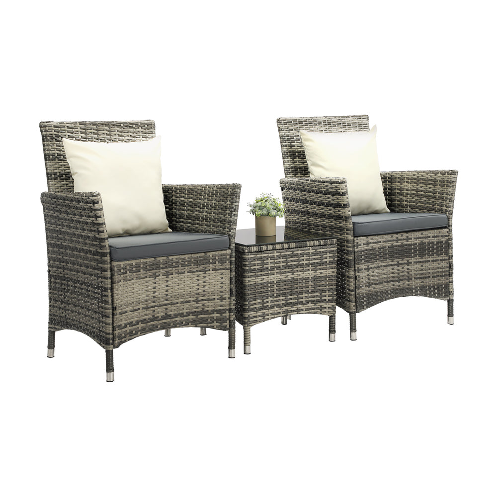 Livsip Outdoor Furniture Setting 3 Piece Wicker Bistro Set Patio Chairs Table-Outdoor Patio Set-PEROZ Accessories