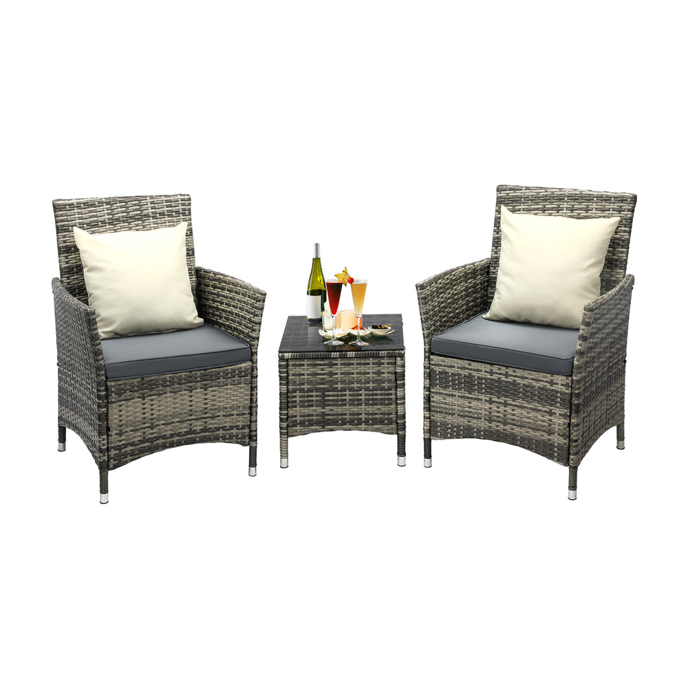 Livsip Outdoor Furniture Setting 3 Piece Wicker Bistro Set Patio Chairs Table-Outdoor Patio Set-PEROZ Accessories