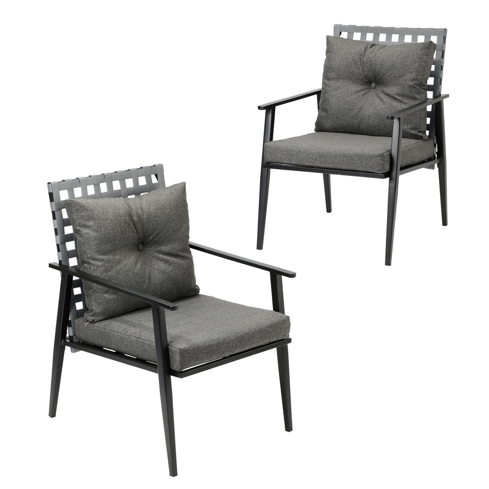 Livsip 2PCS Outdoor Armchairs Rattan Backrest Black-Outdoor Patio Set-PEROZ Accessories