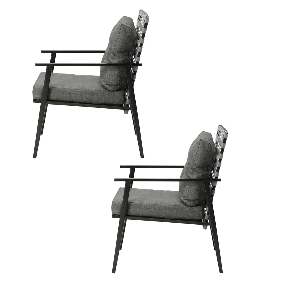 Livsip 2PCS Outdoor Armchairs Rattan Backrest Black-Outdoor Patio Set-PEROZ Accessories