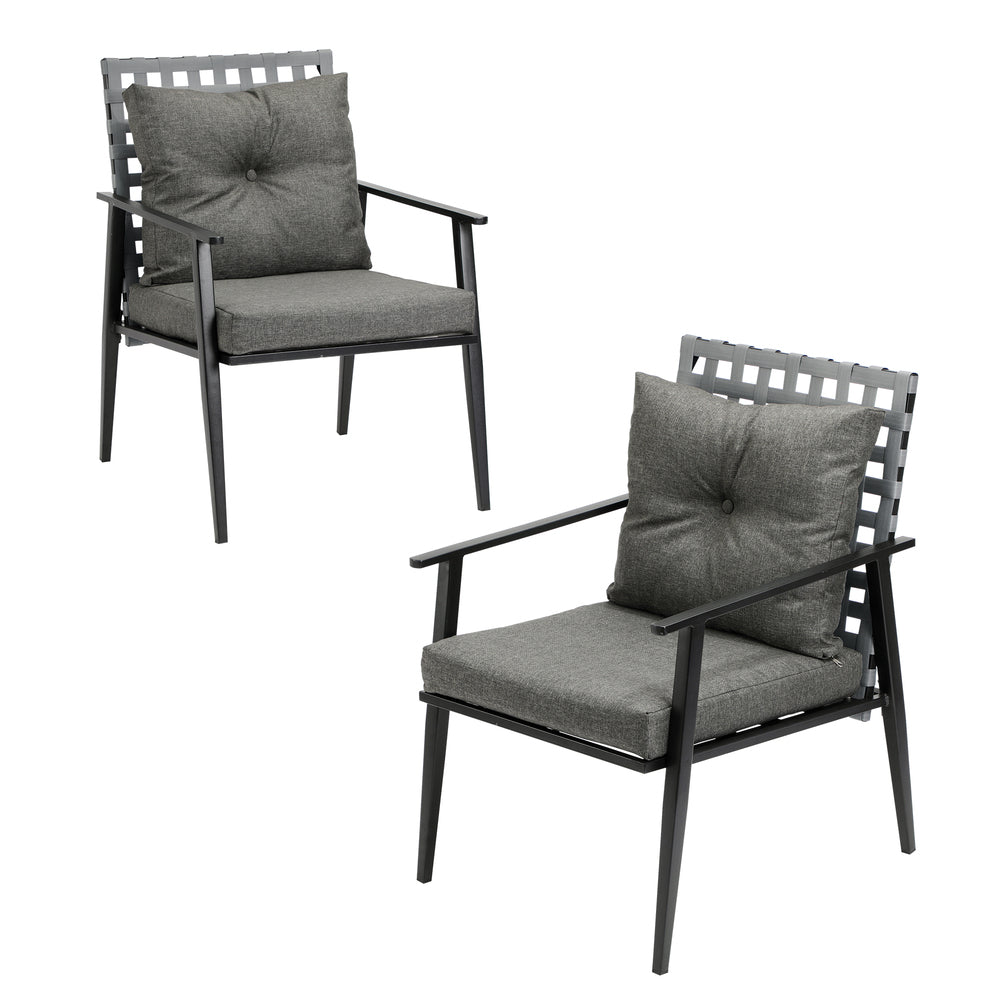 Livsip 2PCS Outdoor Armchairs Rattan Backrest Black-Outdoor Patio Set-PEROZ Accessories