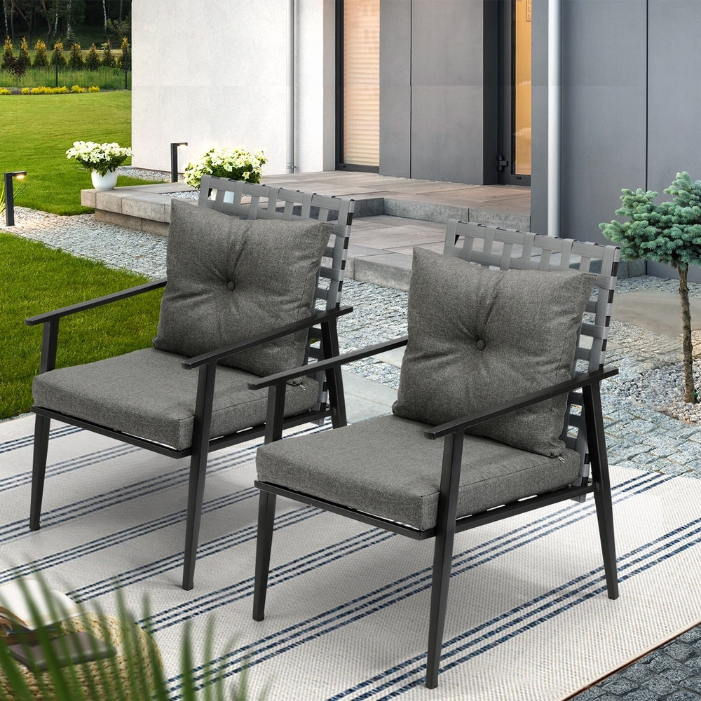 Livsip 2PCS Outdoor Armchairs Rattan Backrest Black-Outdoor Patio Set-PEROZ Accessories
