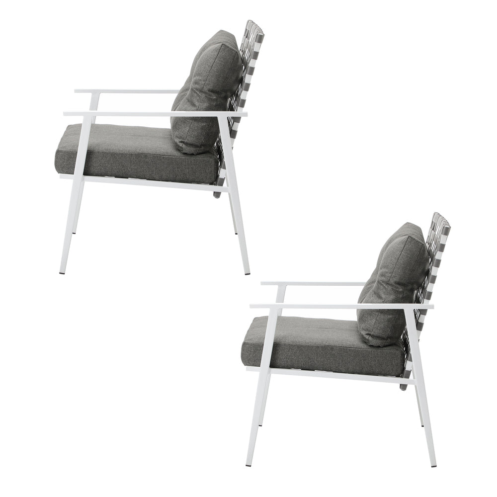 Livsip 2PCS Outdoor Armchairs Rattan Backrest White-Outdoor Patio Set-PEROZ Accessories