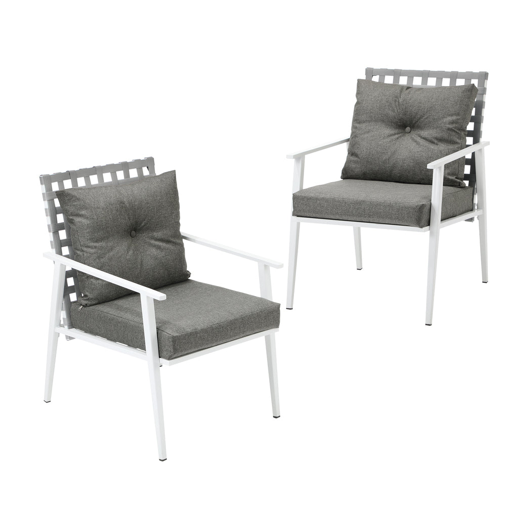 Livsip 2PCS Outdoor Armchairs Rattan Backrest White-Outdoor Patio Set-PEROZ Accessories