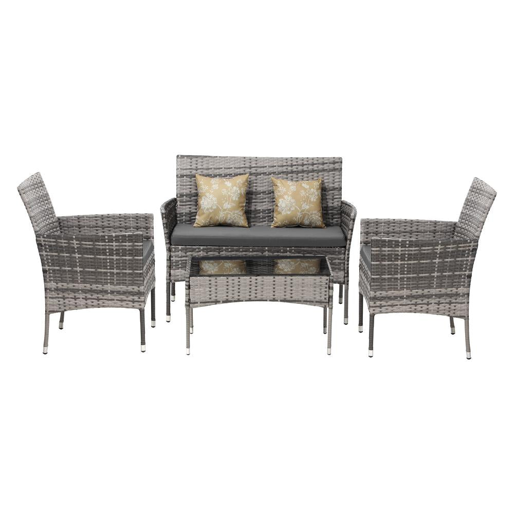 Livsip Outdoor Furniture 4-Piece Lounge Setting Chairs Table Wicker Set Patio-Outdoor Patio Sets-PEROZ Accessories