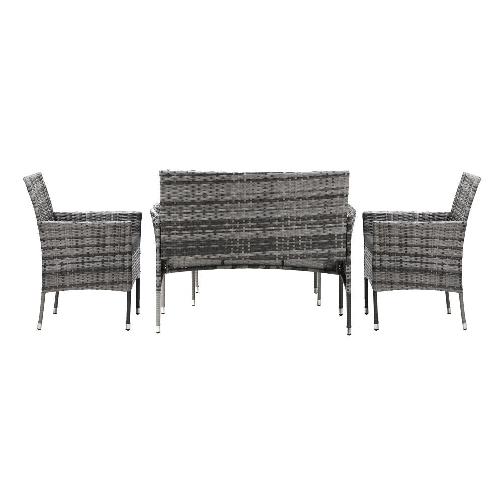 Livsip Outdoor Furniture 4-Piece Lounge Setting Chairs Table Wicker Set Patio-Outdoor Patio Sets-PEROZ Accessories
