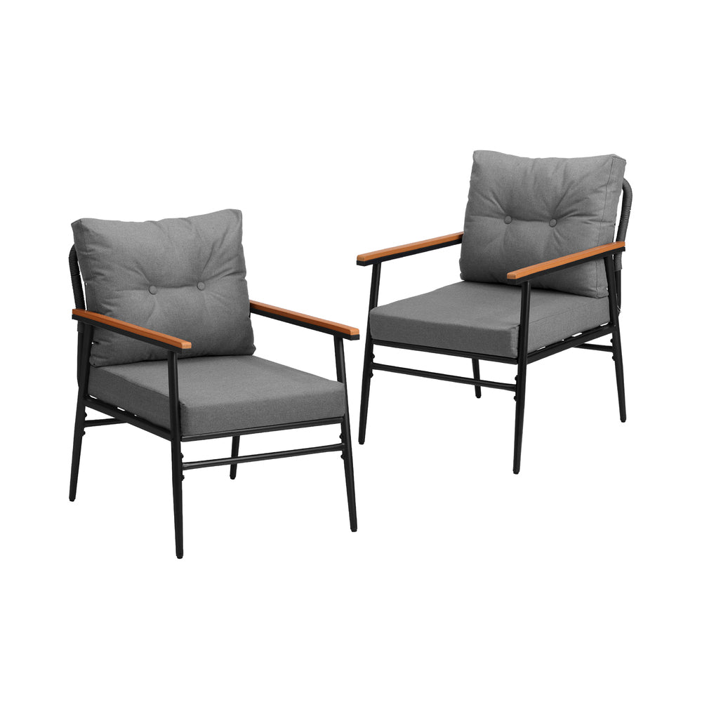 Livsip 2PCS Outdoor Chairs Garden Patio Armchair Black-Outdoor Patio Set-PEROZ Accessories