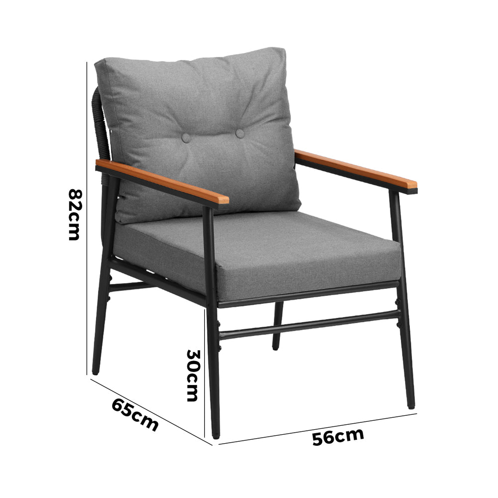 Livsip 2PCS Outdoor Chairs Garden Patio Armchair Black-Outdoor Patio Set-PEROZ Accessories