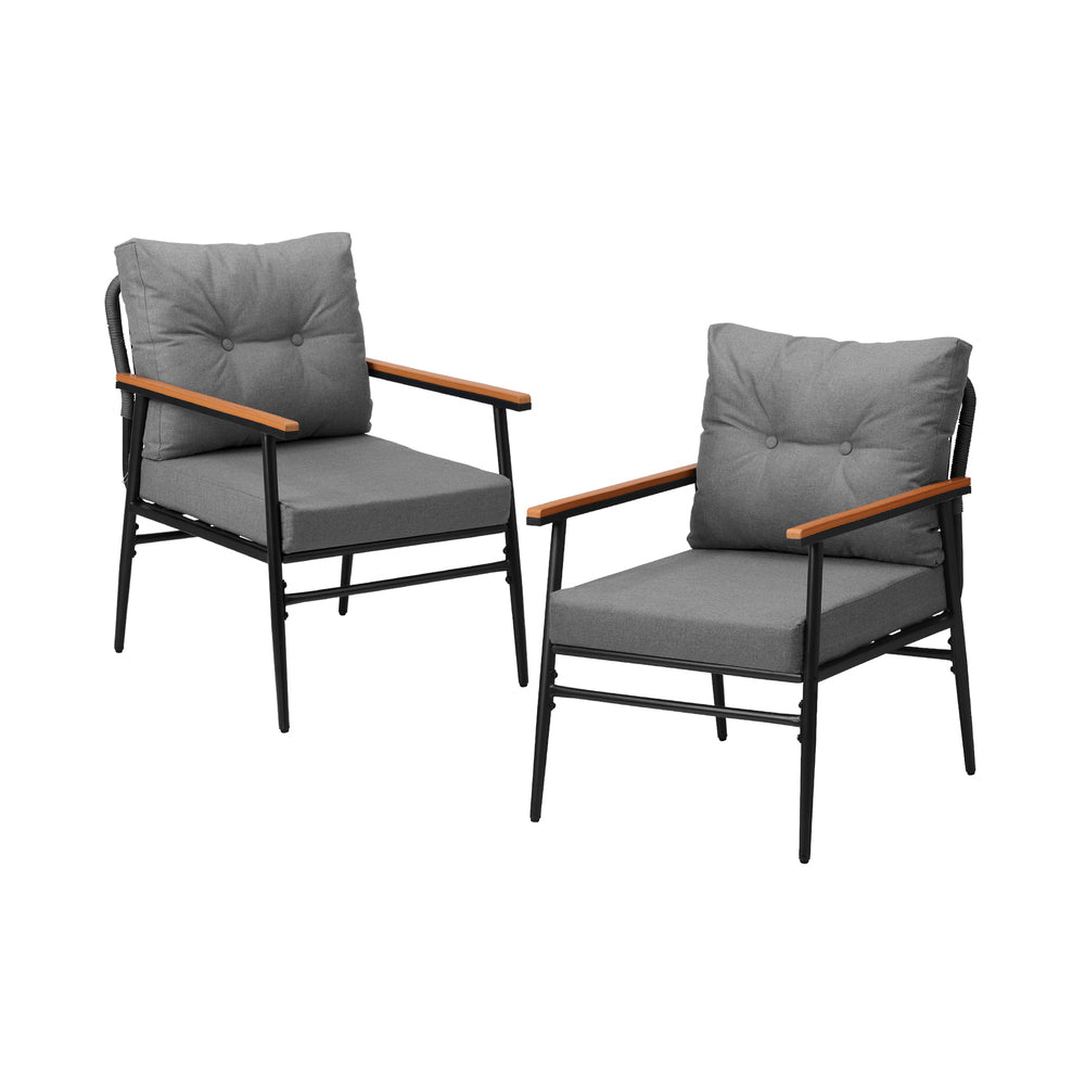 Livsip 2PCS Outdoor Chairs Garden Patio Armchair Black-Outdoor Patio Set-PEROZ Accessories