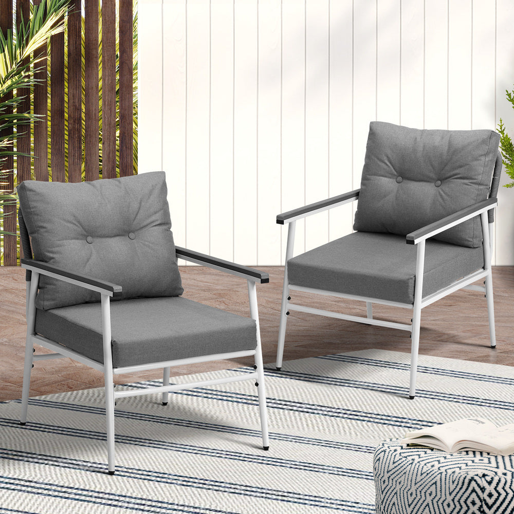 Livsip 2PCS Outdoor Chairs Set Garden Patio Armchair White-Outdoor Patio Set-PEROZ Accessories