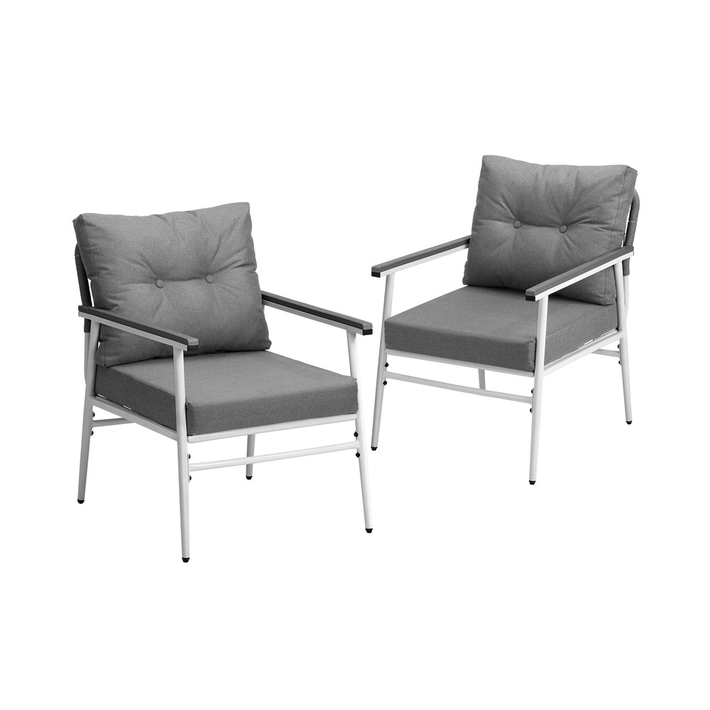 Livsip 2PCS Outdoor Chairs Set Garden Patio Armchair White-Outdoor Patio Set-PEROZ Accessories