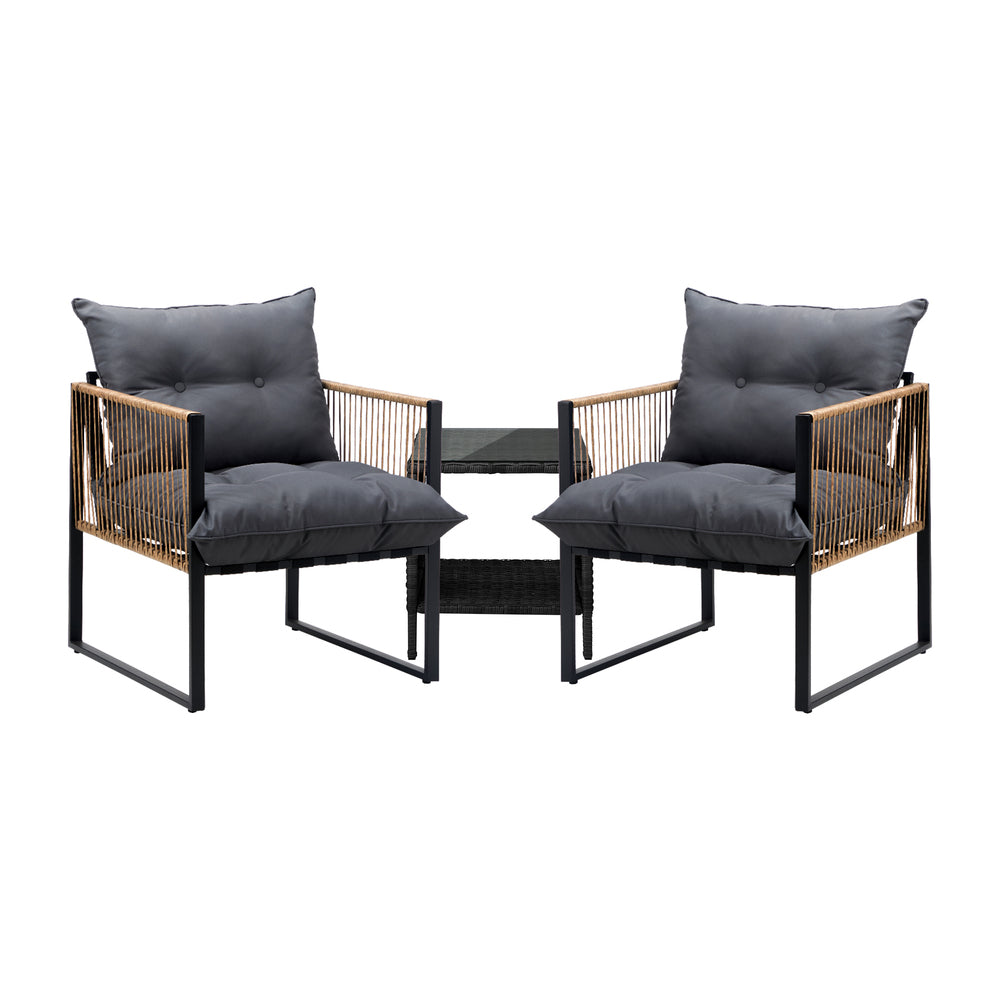 Livsip 2 Seater Outdoor Patio Lounge Setting-Outdoor Patio Set-PEROZ Accessories