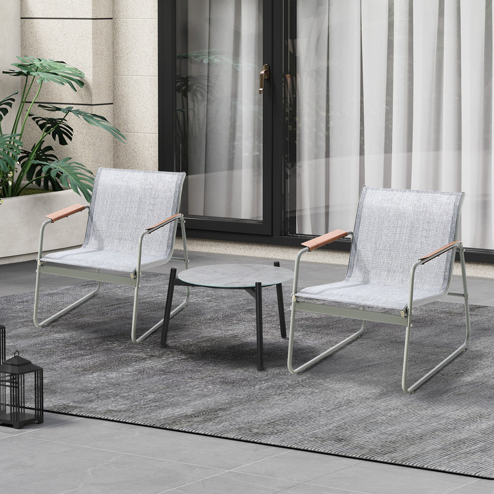 Livsip 3PCS Outdoor Bistro Set Patio Chair 50cm Coffee Table Textilene-Outdoor Patio Set-PEROZ Accessories