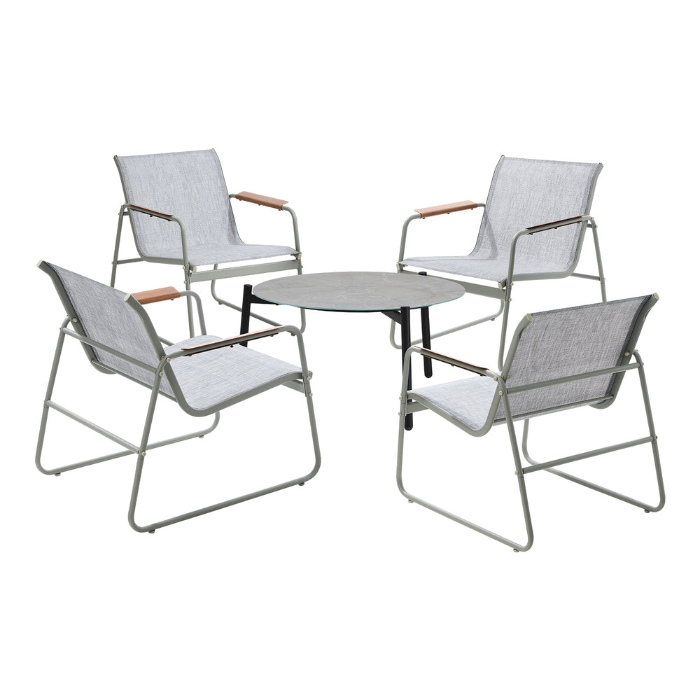 Livsip Outdoor Patio Set 70cm Round Table and 4x Chairs-Outdoor Patio Set-PEROZ Accessories