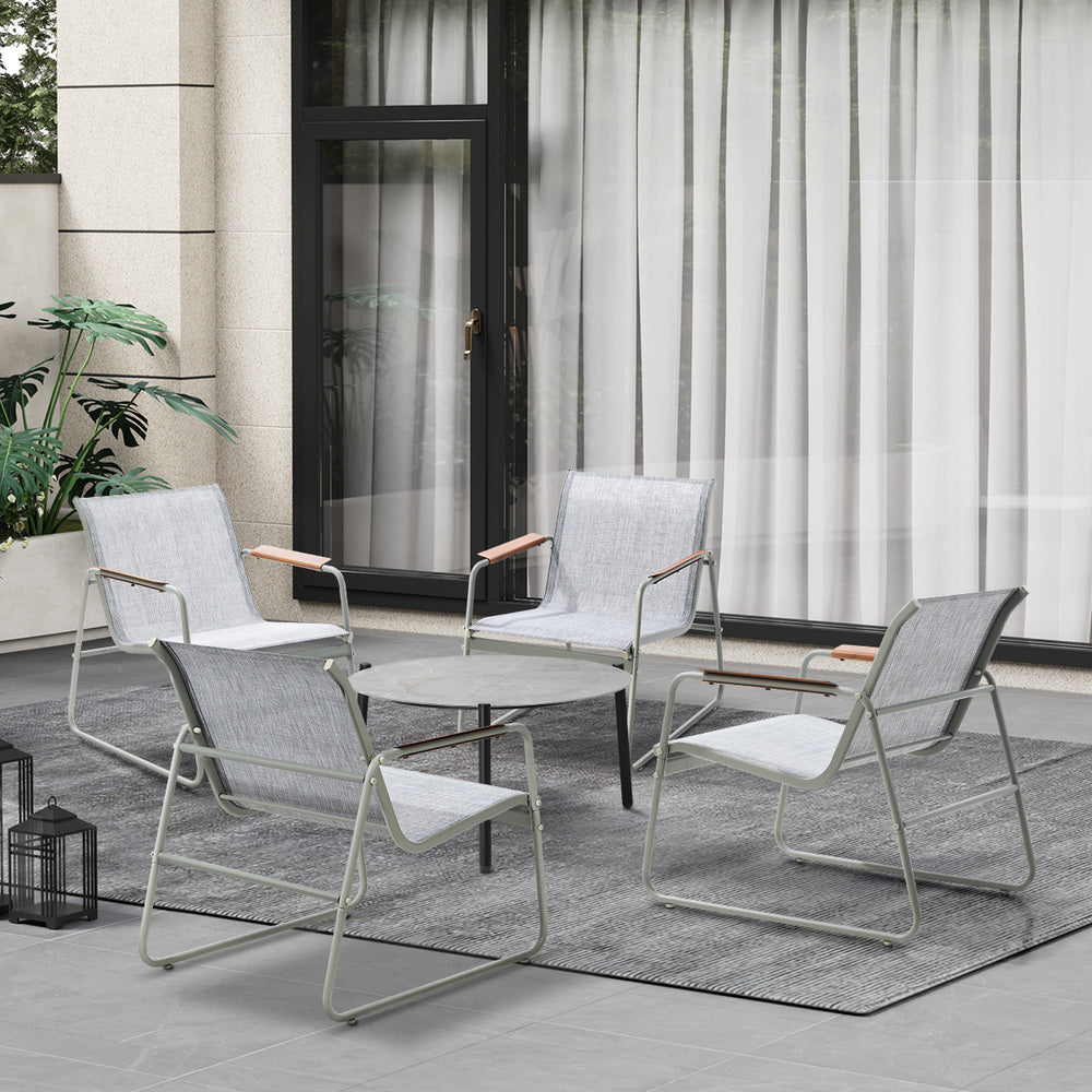 Livsip Outdoor Patio Set 70cm Round Table and 4x Chairs-Outdoor Patio Set-PEROZ Accessories