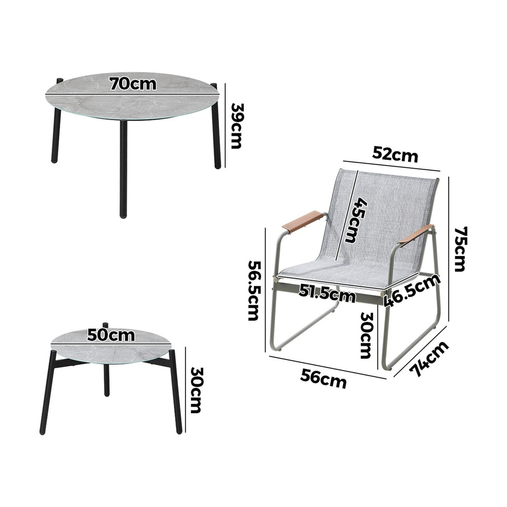 Livsip 6PCS Outdoor Patio Set 4x Chairs Coffee Table Set Textilene-Outdoor Patio Set-PEROZ Accessories