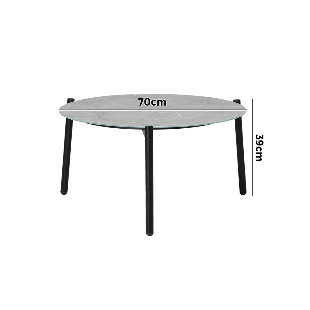 Livsip Outdoor Coffee Side Marble Table Desk 70cm Grey-Outdoor Table-PEROZ Accessories