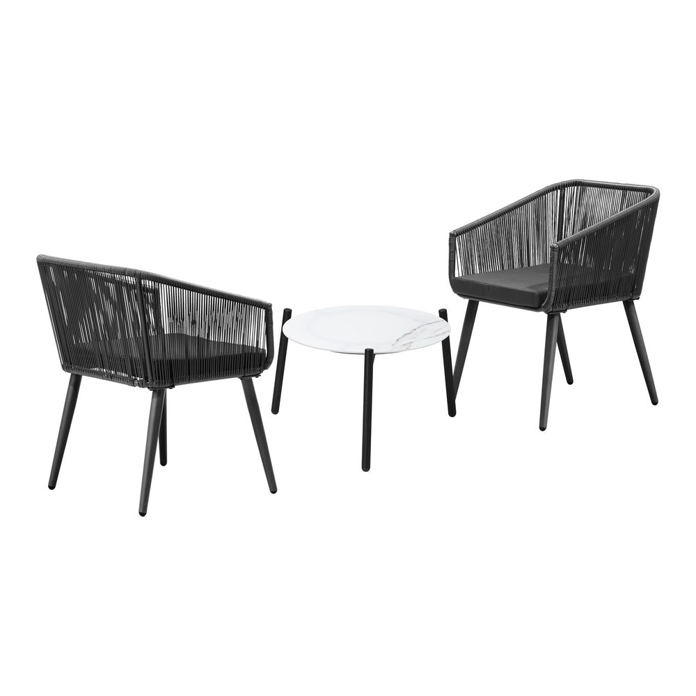 Livsip 3PCS Outdoor Lounge Set 50cm Coffee Table Polyester Chair Rope-Outdoor Patio Set-PEROZ Accessories