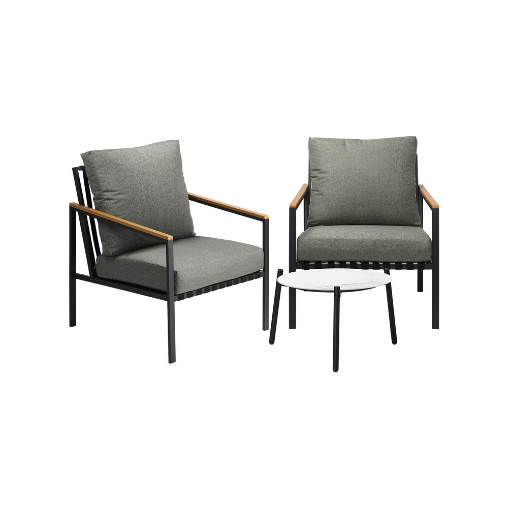Livsip 3PCS Outdoor Patio Lounge Set 50cm Coffee Table Sofa Chairs-Outdoor Patio Set-PEROZ Accessories