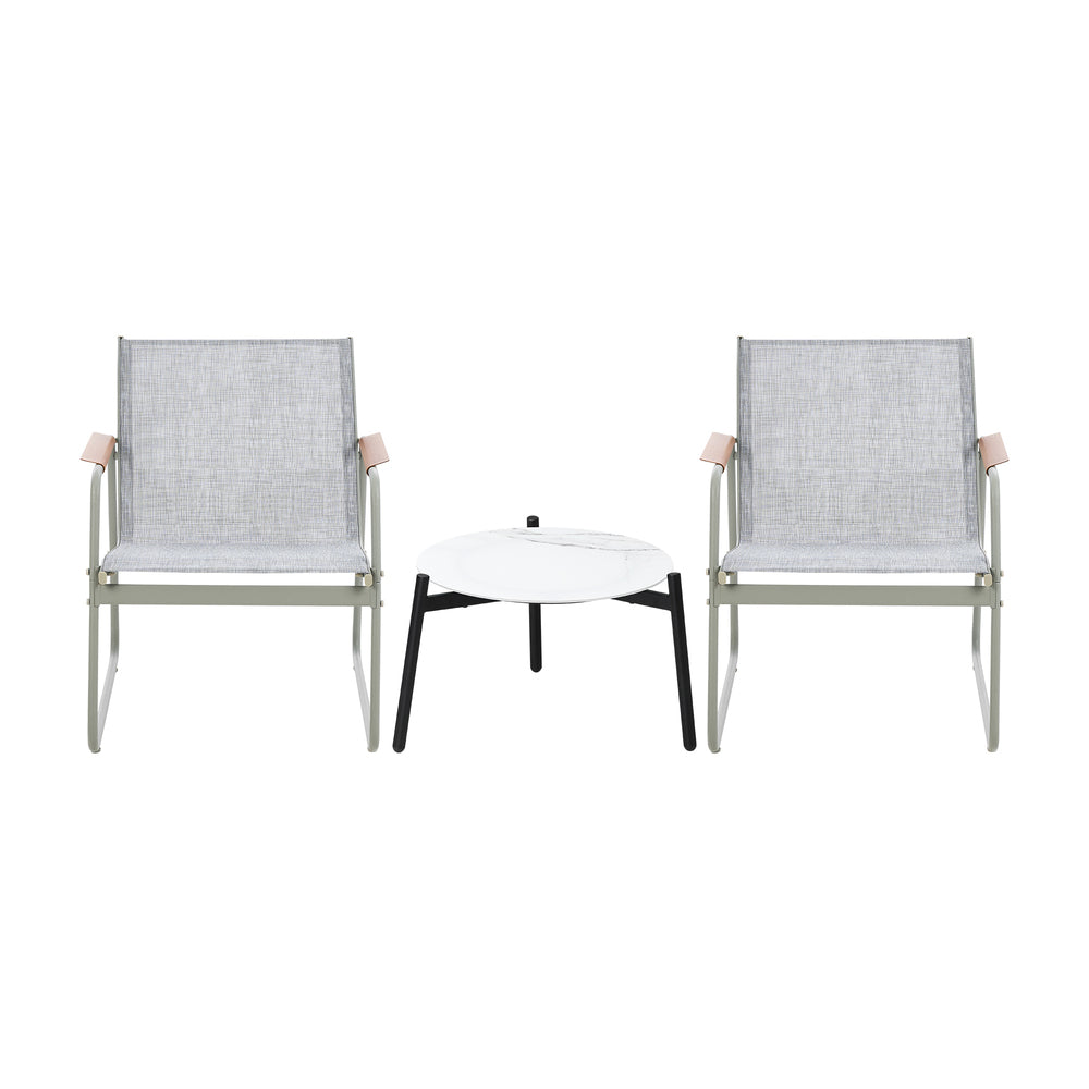 Livsip 3PCS Outdoor Bistro Set 50cm Coffee Table Textilene Patio Chair-Outdoor Patio Set-PEROZ Accessories