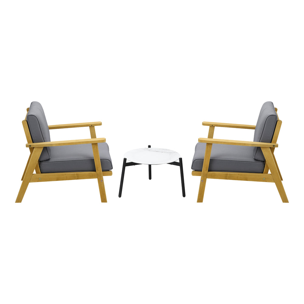 Livsip 3PCS Outdoor Lounge Set 50cm White Coffee Side Table-Outdoor Patio Set-PEROZ Accessories