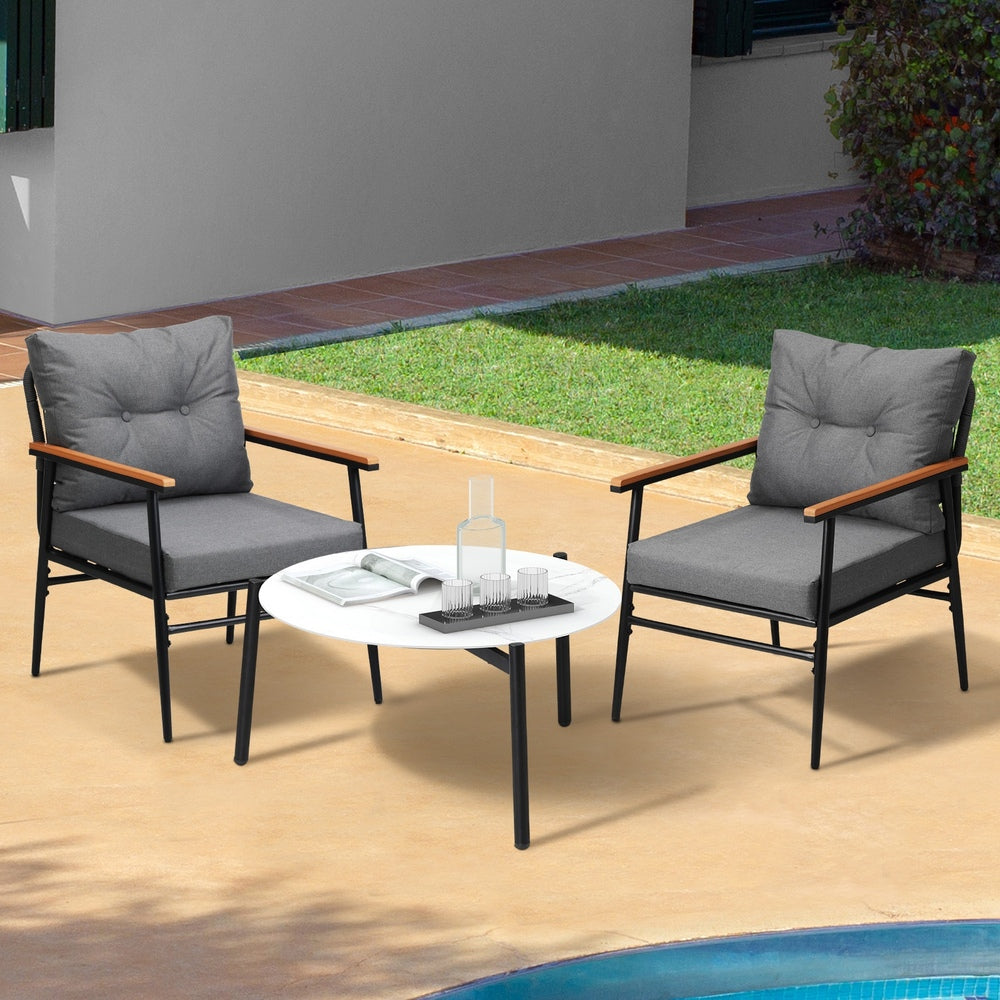 Livsip Outdoor Patio Set 70cm Table with 2 Armchairs-Outdoor Patio Set-PEROZ Accessories