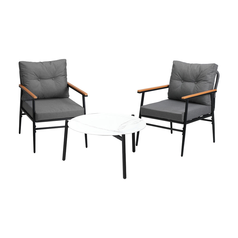 Livsip Outdoor Patio Set 70cm Table with 2 Armchairs-Outdoor Patio Set-PEROZ Accessories