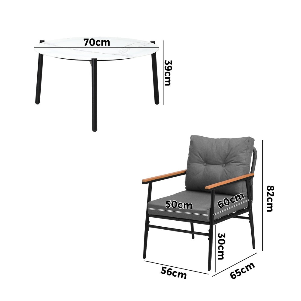 Livsip Outdoor Patio Set 5 Piece Bistro Lounge Set 70cm Table-Outdoor Patio Set-PEROZ Accessories